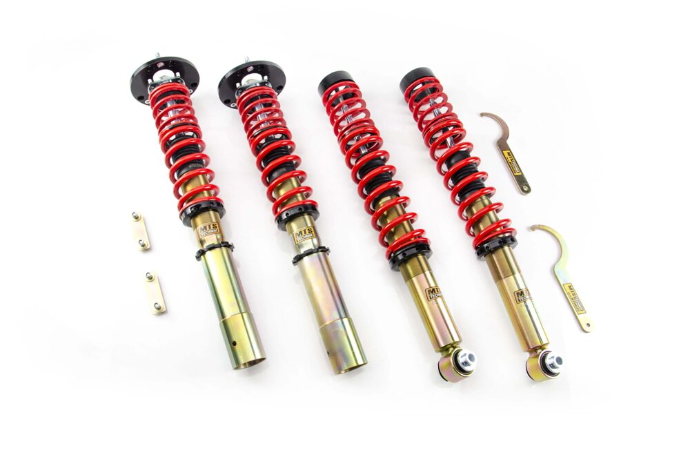 MTSGWBM29 Street Coilover Kit w/ Camber Adjust Top Mounts (Gold) for BMW 7 (E23)