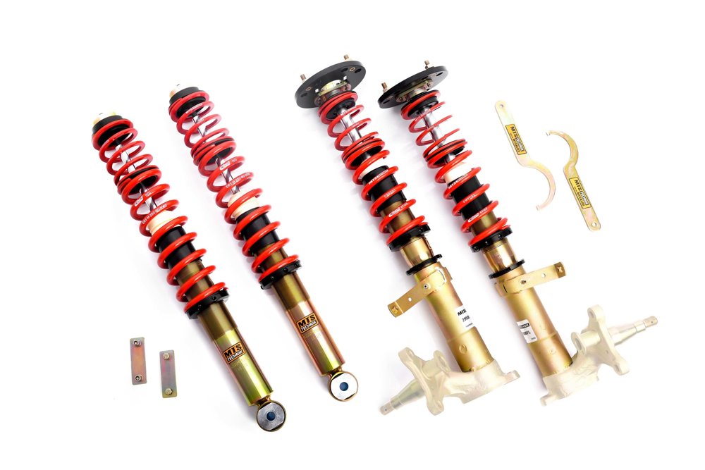 MTSGWBM87 Street Coilover Kit w/ Camber Adjust Top Mounts (Gold) for BMW 7 (E23)