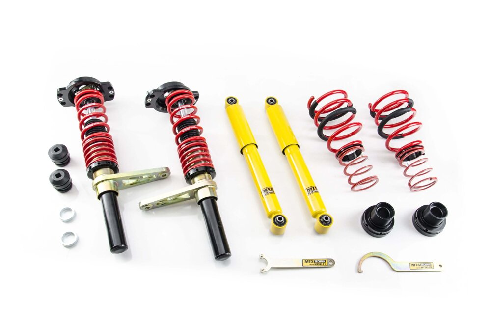 MTSGWVW118 Street Coilover Kit w/ Camber Adjust Top Mounts (Gold) for Audi 80 B1 Saloon (80/82)