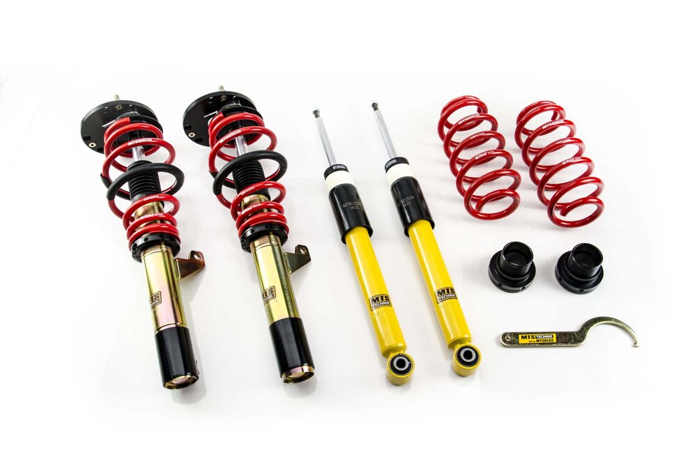 MTSGWVW91 Street Coilover Kit w/ Camber Adjust Top Mounts (Gold) for Volkswagen GOLF V (1K1)