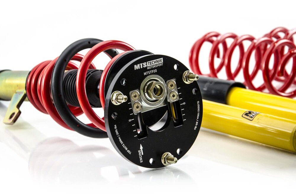 MTSGWVW92 Street Coilover Kit w/ Camber Adjust Top Mounts (Gold) for Volkswagen JETTA III (1K2)
