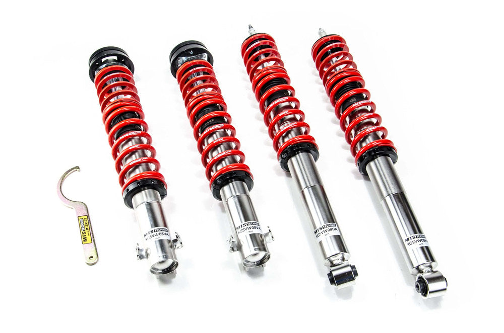 XMTSGWVW86 Street Coilover Kit w/ Camber Adjust Top Mounts (Inox) for Seat TOLEDO Mk1 (1L)