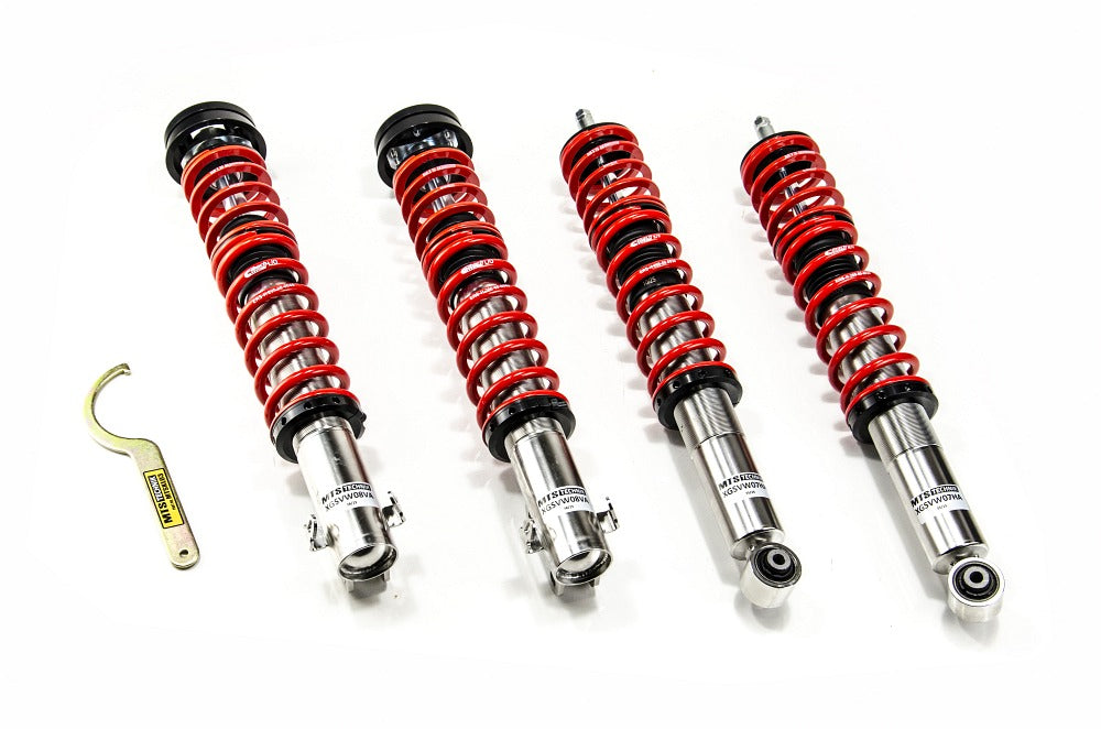 XMTSGWVW90-C Comfort Coilover Kit w/ Camber Adjust Top Mounts (Inox) for Volkswagen POLO III (6N1)
