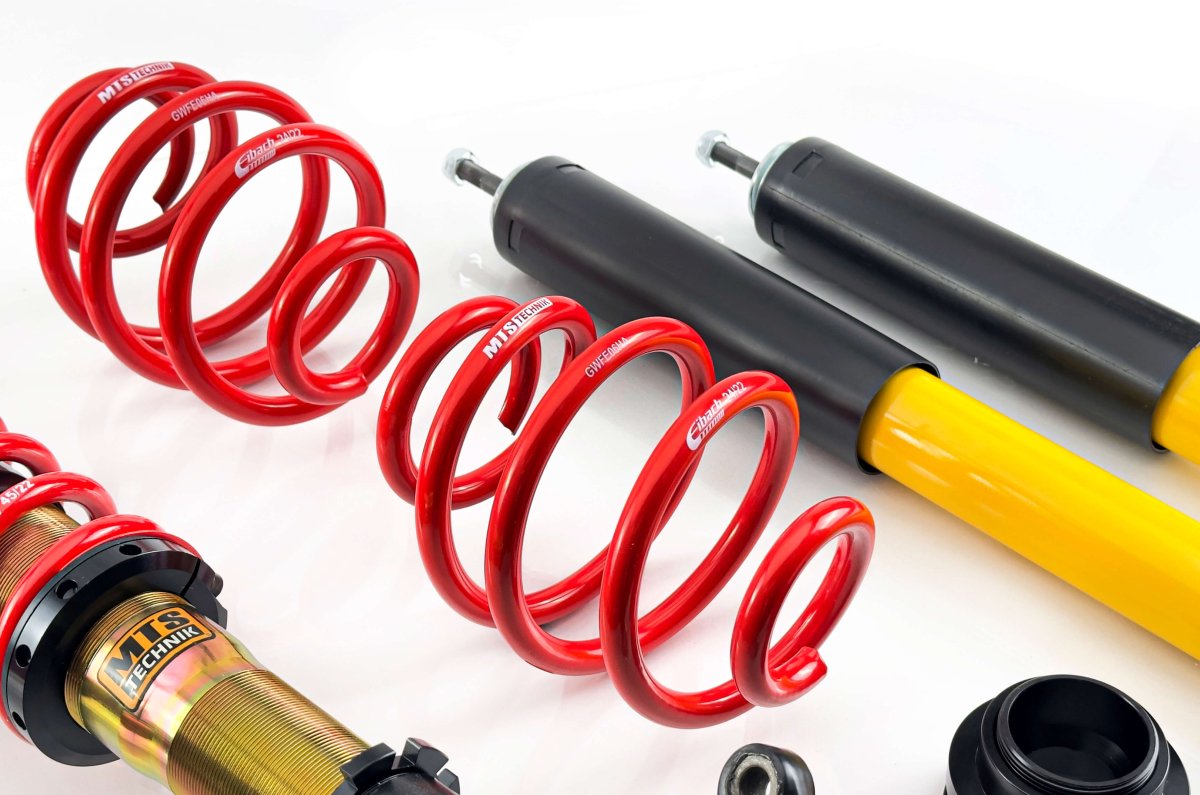 Comfort Coilover Kit w/ Camber Adjust Top Mounts (Gold) - Weld - In for BMW 3 Convertible (E30) - MTS Technik UK - mtsgwbm82-c-bmw-3-convertible-e30