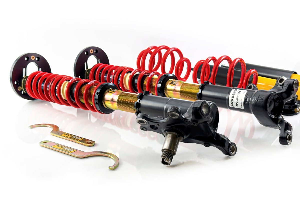Comfort Coilover Kit w/ Camber Adjust Top Mounts (Gold) - Weld - In for BMW 3 (E30) - MTS Technik UK - mtsgwbm80-c-bmw-3-e30