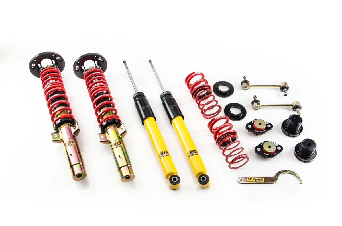 Street Coilover Kit w/ Camber Adjust Top Mounts (Gold) - Weld - In for BMW 3 Convertible (E30) - MTS Technik UK - mtsgwbm11-bmw-3-convertible-e30