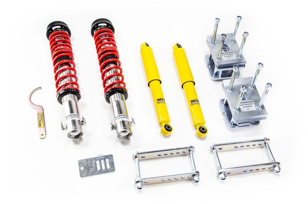 XMTSGWVW105 Street Coilover Kit w/ Camber Adjust Top Mounts (Inox) for Seat INCA (6K) - MTS Technik UK - xmtsgwvw105-seat-inca-6k