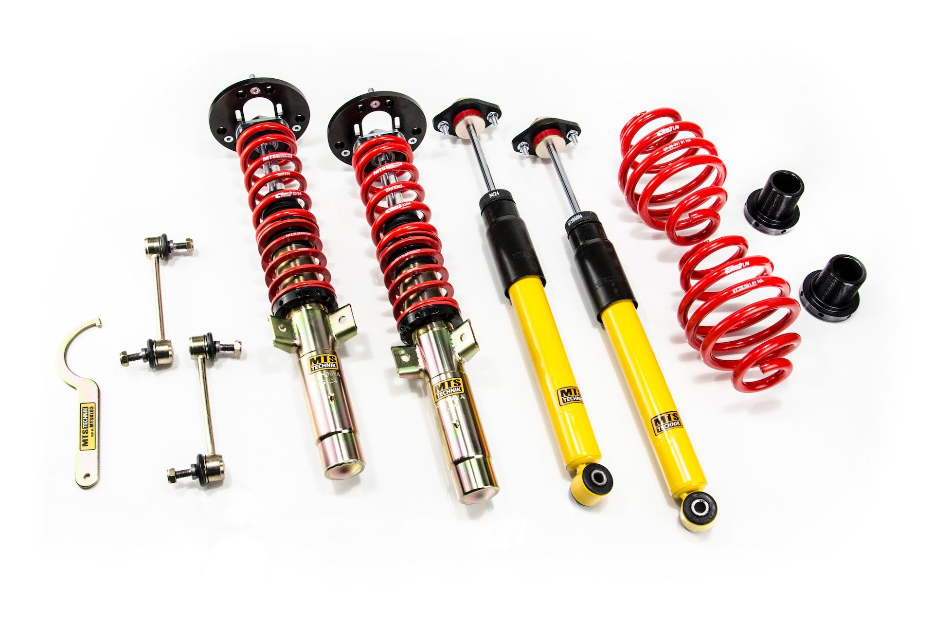 Comfort Coilover Kit w/ Camber Adjust Top Mounts (Gold) for BMW 3 Convertible (E46)
