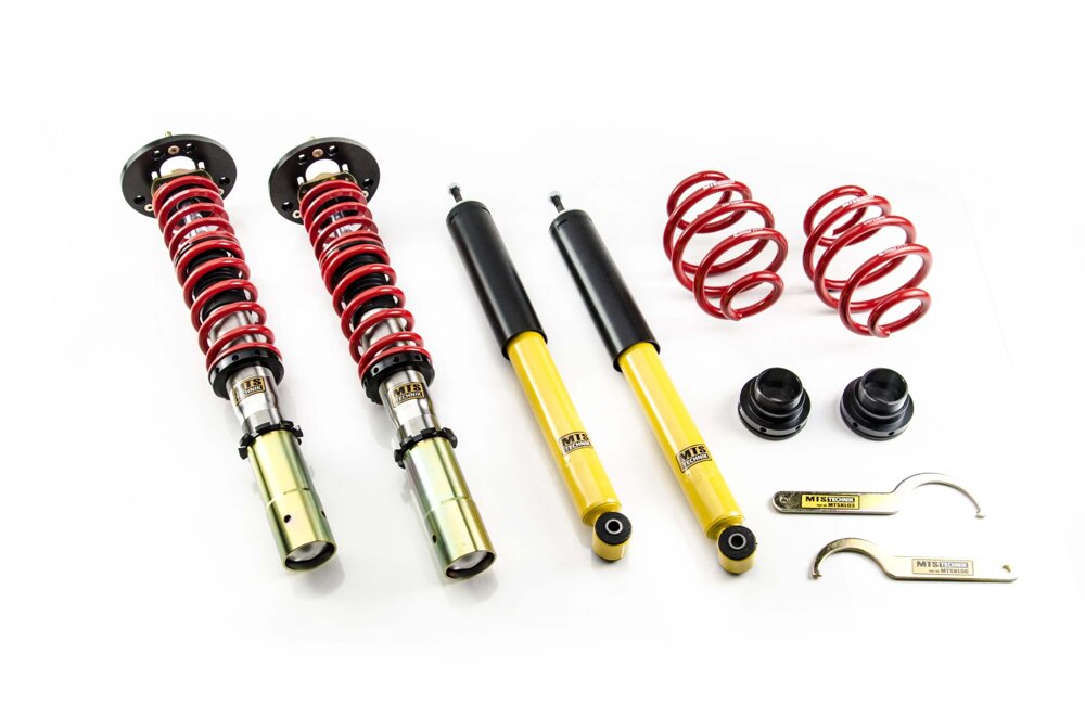XMTSGWBM15-C Comfort Coilover Kit w/ Camber Adjust Top Mounts (Inox) for BMW 3 Convertible (E30)