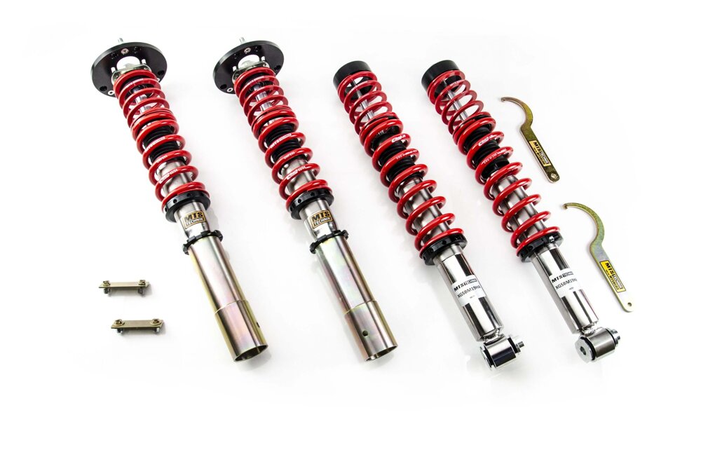XMTSGWBM29-S Stance Coilover Kit w/ Camber Adjust Top Mounts (Inox) for BMW 7 (E23)