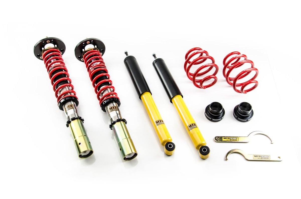 Comfort Coilover Kit w/ Camber Adjust Top Mounts (Gold) - Weld - In for BMW 3 Convertible (E30) - MTS Technik UK - mtsgwbm11-c-bmw-3-convertible-e30