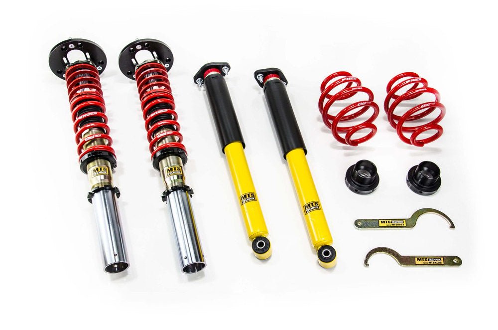 MTSGWBM105-C Comfort Coilover Kit w/ Camber Adjust Top Mounts (Gold) for BMW 3 Convertible (E30) - MTS Technik UK - mtsgwbm105-c-bmw-3-convertible-e30