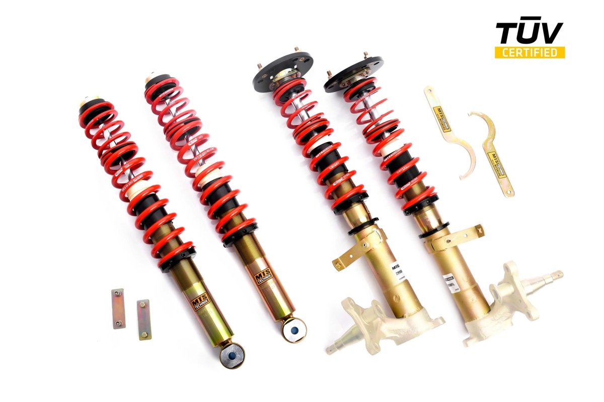 Stance Coilover Kit w/ Camber Adjust Top Mounts (Gold) - Weld - In for BMW 7 (E23) - MTS Technik UK - mtsgwbm87-s-bmw-7-e23