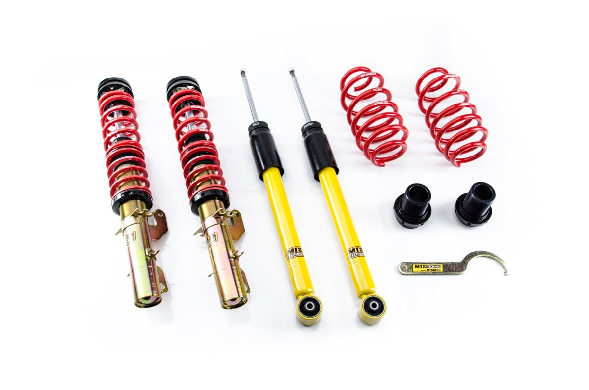 Street Coilover Kit w/ Camber Adjust Top Mounts (Gold) for Seat LEON (1M) - MTS Technik UK - mtsgwvw87-seat-leon-1m
