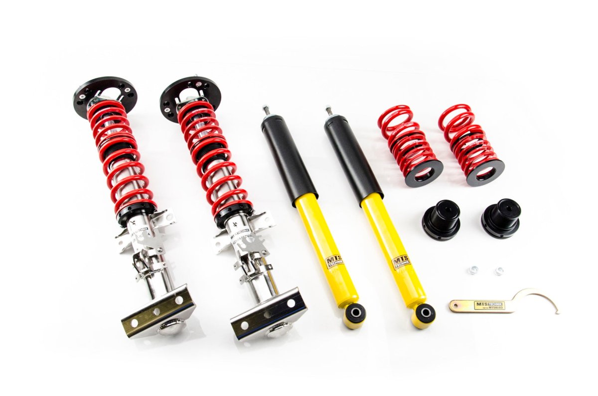 Street Coilover Kit w/ Camber Adjust Top Mounts (Gold) - Weld - In for BMW 3 (E30) - MTS Technik UK - mtsgwbm11-bmw-3-e30