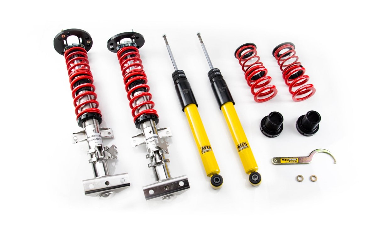 Street Coilover Kit w/ Camber Adjust Top Mounts (Gold) - Weld - In for BMW 3 (E30) - MTS Technik UK - mtsgwbm11-bmw-3-e30