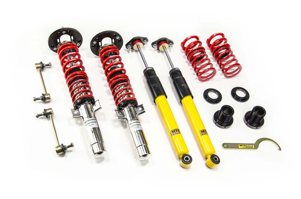 XMTSGWBM100-S Stance Coilover Kit w/ Camber Adjust Top Mounts (Inox) for BMW 3 (E46) - MTS Technik UK - xmtsgwbm100-s-bmw-3-e46