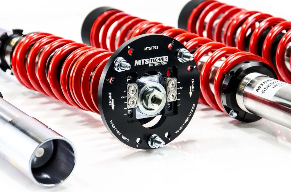 XMTSGWBM58 Street Coilover Kit w/ Camber Adjust Top Mounts (Inox) for BMW 7 (E23) - MTS Technik UK - xmtsgwbm58-bmw-7-e23