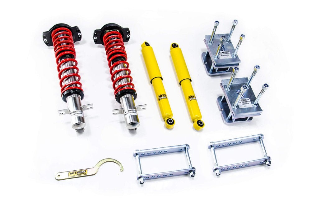 XMTSGWVW84 Street Coilover Kit w/ Camber Adjust Top Mounts (Inox) for Volkswagen CADDY I (14) - MTS Technik UK - xmtsgwvw84-volkswagen-caddy-i-14